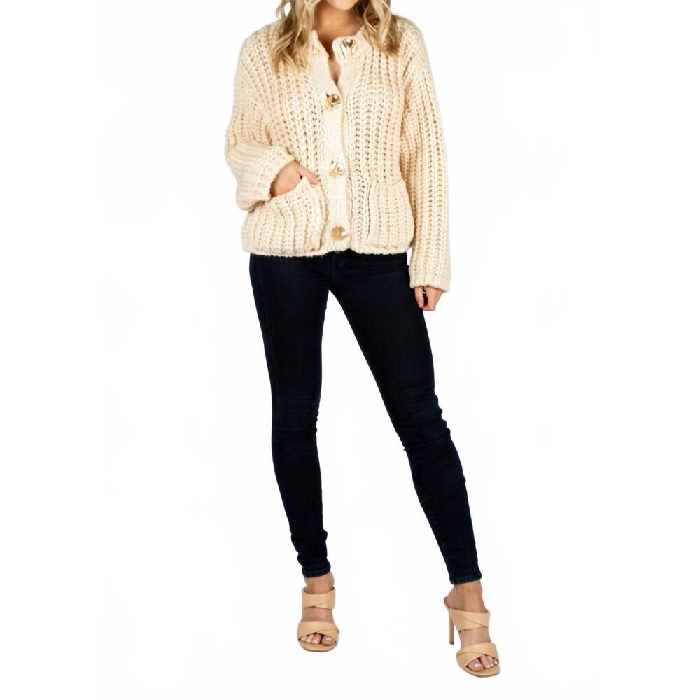 NEW SINCERELY OURS zelle chunky knit cardigan in creme